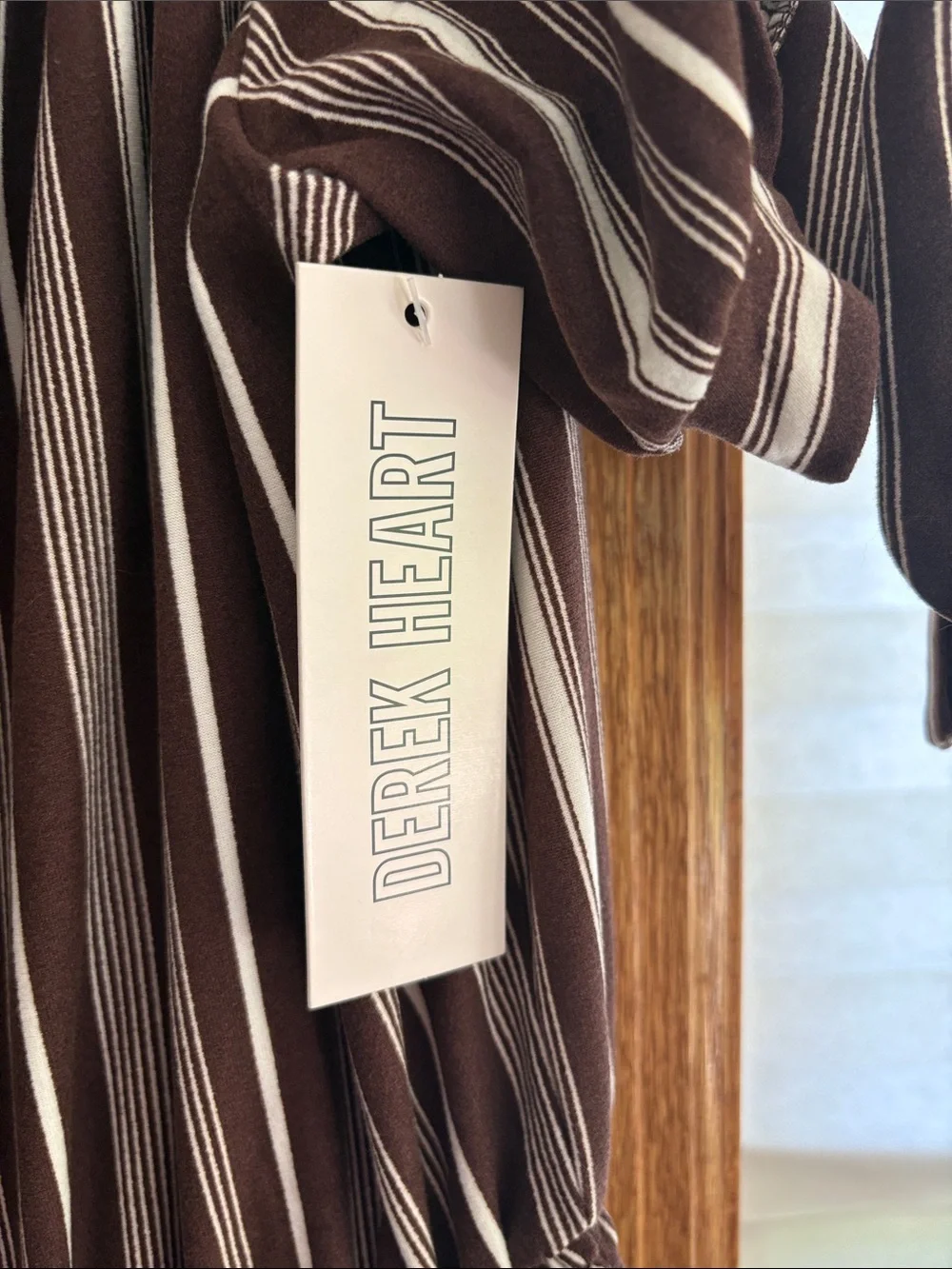 Derek Heart Brown and Cream Striped Short-Sleeve Romper